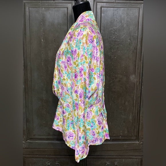 Vintage Michelle Stuart Purple/Blue floral blouse- size 10 - Picture 2 of 10